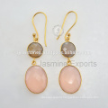 Chalcedony Gemstone Gold Plated Sterling Silver Earring For Women